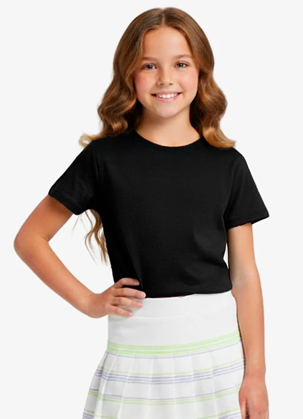 Rovitex - Blusa Básica Manga Curta Lisa Soletex Preto