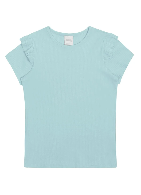 Alakazoo - Blusa Básica Menina com Babados CaneladaVerde