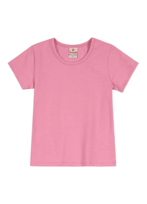 Brandili - Blusa Básica Menina de Cotton Rosa - BRANDILI