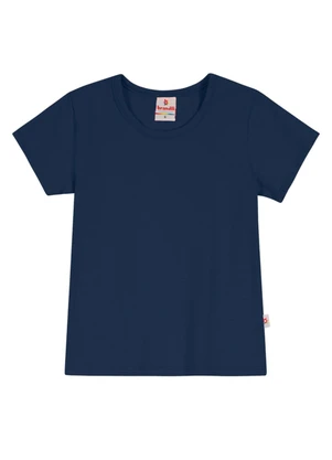 Brandili - Blusa Básica Menina em Cotton Azul - BRANDILI
