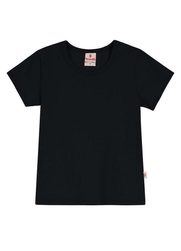 Brandili - Blusa Básica Menina em Cotton Preto