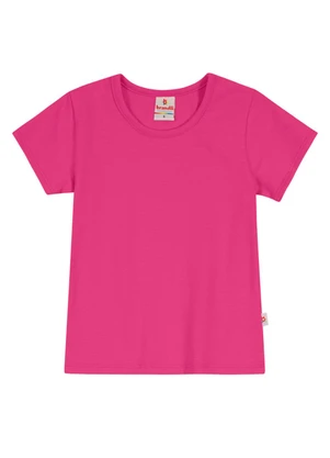 Brandili - Blusa Básica Menina em Cotton Rosa - BRANDILI
