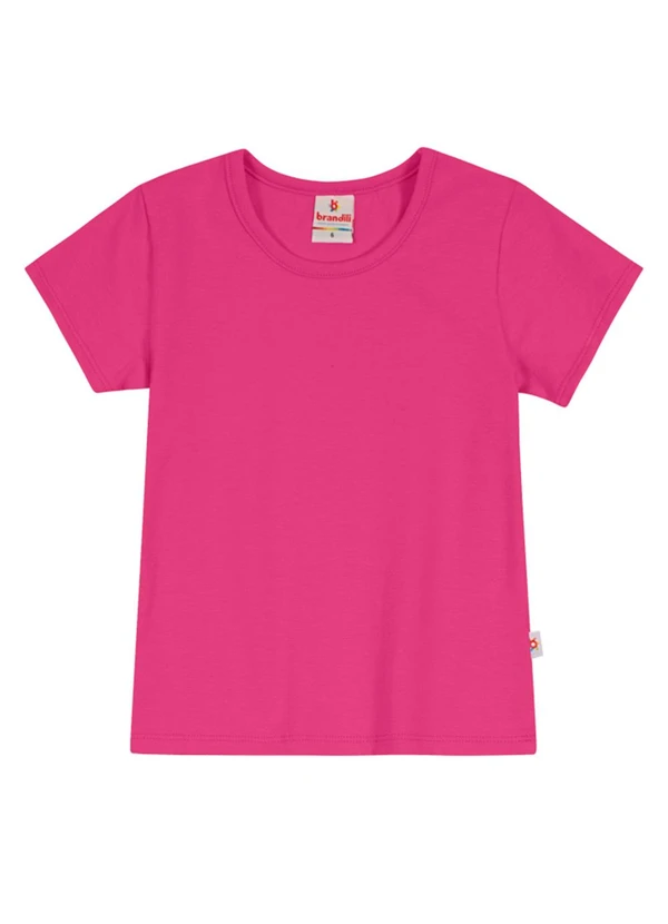 Brandili - Blusa Básica Menina em Cotton Rosa