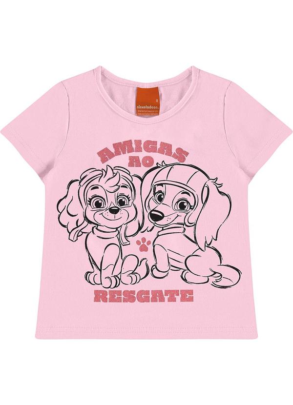 Malwee Kids - Blusa Básica Patrulha Canina Rosa Claro