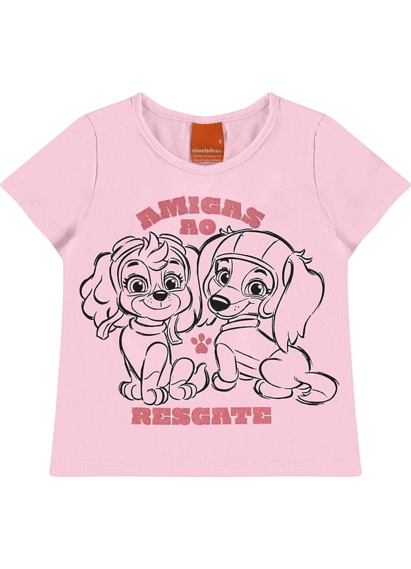 Malwee Kids - Blusa Básica Patrulha Canina Rosa Claro 1