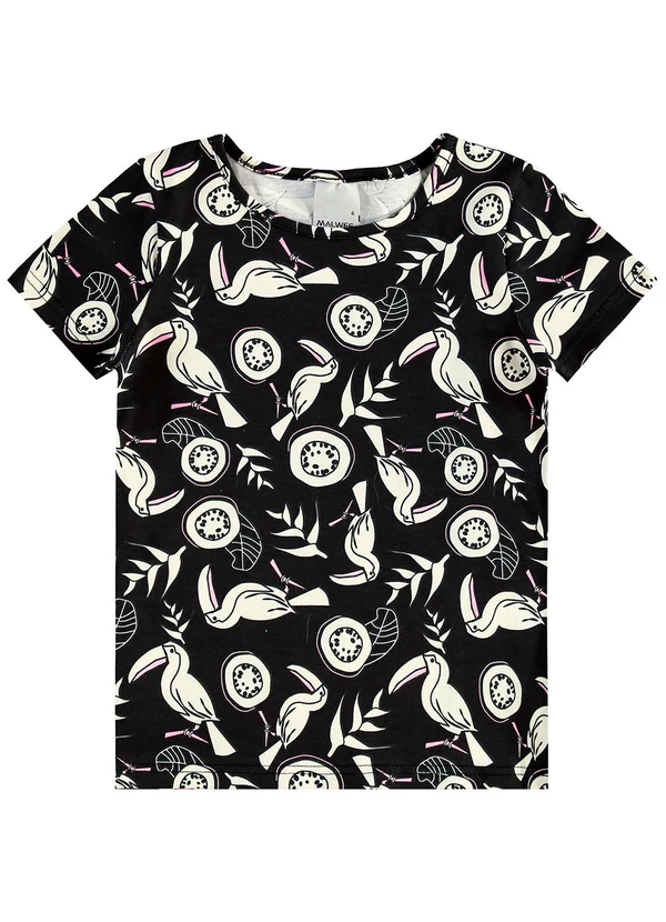 Malwee Kids - Blusa Básica Tropical Preto