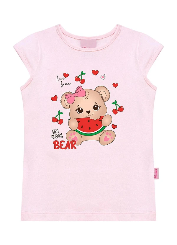 Duduka - Blusa Bebê Estampa Best Friend Bear Rosa