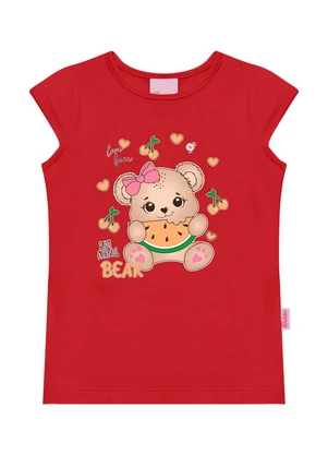 Duduka - Blusa Bebê Estampa Best Friend Bear  Vermelho - DUDUKA
