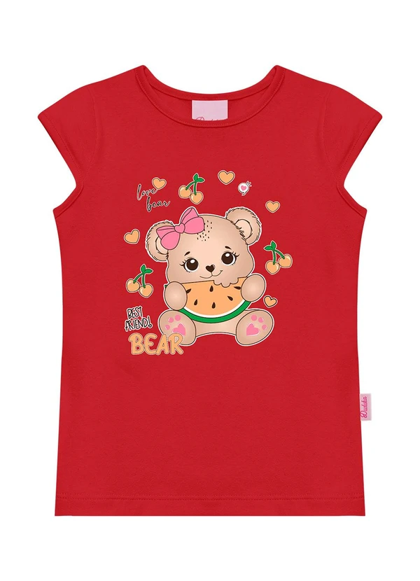 Duduka - Blusa Bebê Estampa Best Friend Bear Vermelho