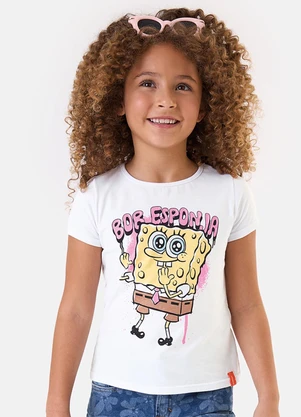 Malwee Kids - Blusa Bob Esponja® em Malha Branco - MALWEE KIDS