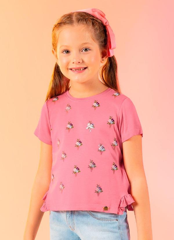 Cativa Kids Blusa Bordada com Lantejoulas Rosa