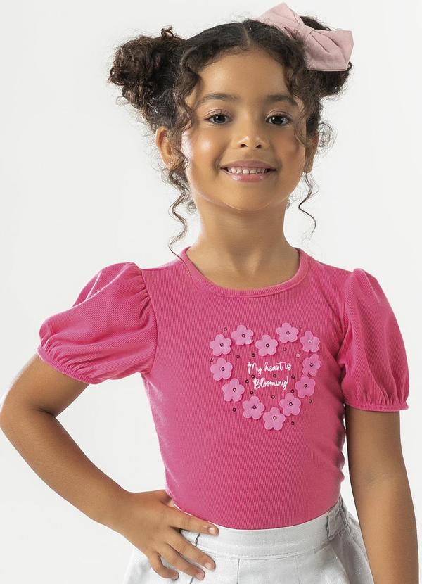 Cativa Kids - Blusa Bordada com Paetê Rosa