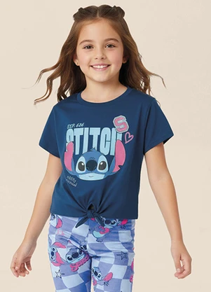 Malwee Kids - Blusa Box Amarração Stitch Disney® Azul Escuro - MALWEE KIDS