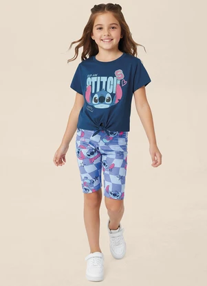 Malwee Kids - Blusa Box Amarração Stitch Disney® Azul Escuro - MALWEE KIDS