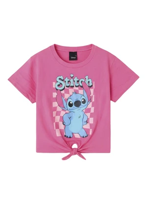 Malwee Kids - Blusa Box Amarração Stitch Shine Disney® Rosa - MALWEE KIDS