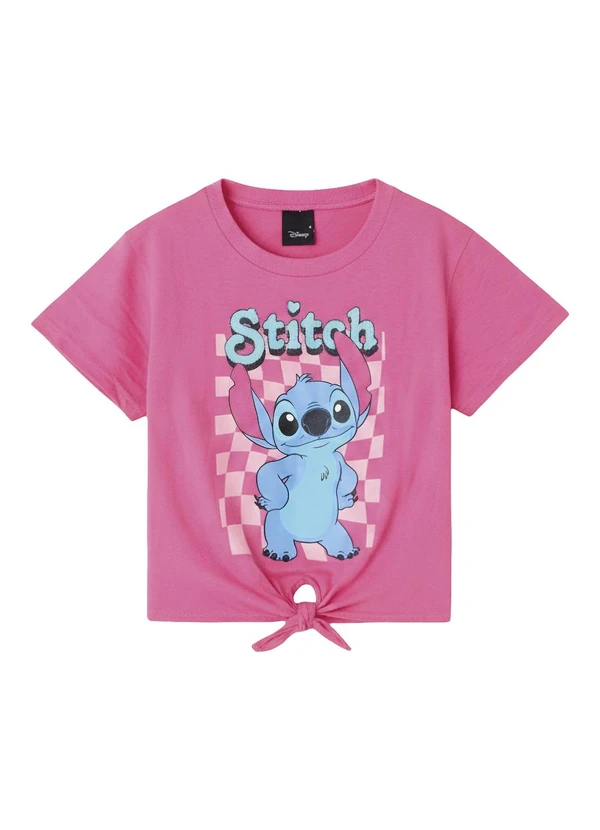 Malwee Kids - Blusa Box Amarração Stitch Shine Disney® Rosa
