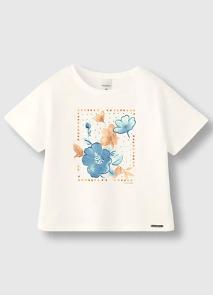 Carinhoso - Blusa Box Floral com Strass Off White - CARINHOSO