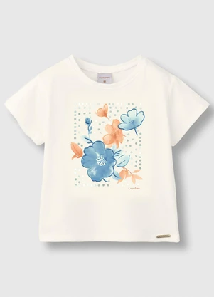 Carinhoso - Blusa Box Floral com Strass Off White - CARINHOSO