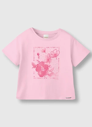 Carinhoso - Blusa Box Floral com Strass Rosa - CARINHOSO