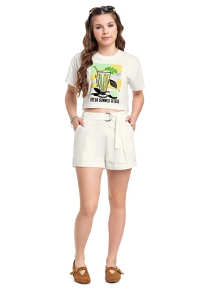 Blusa Boxy em Meia Malha para Menina Gloss Branco - GLOSS