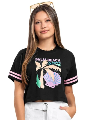 Blusa Boxy em Meia Malha para Menina Gloss Preto - GLOSS