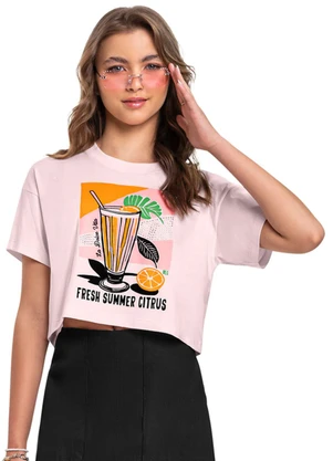 Blusa Boxy em Meia Malha para Menina Gloss Rosa - GLOSS