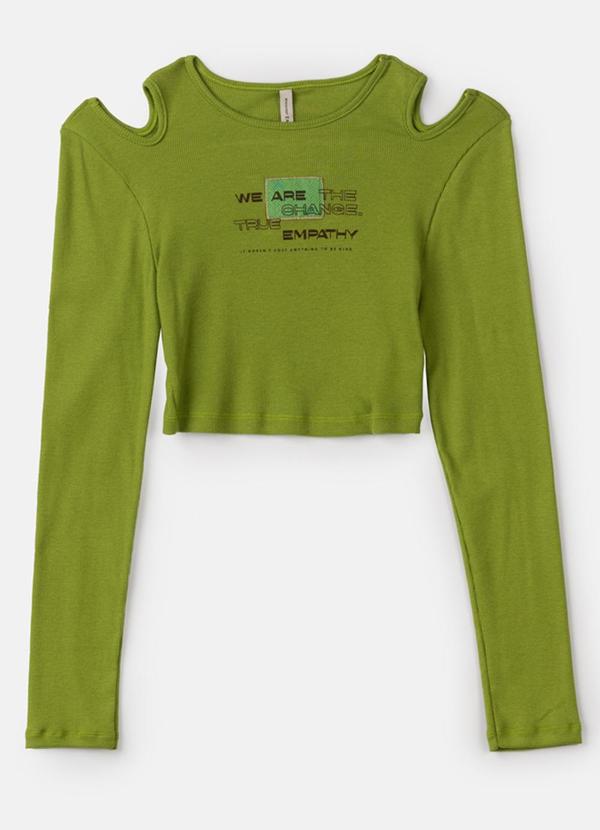 I Am - Blusa Canelada com Abertura Verde