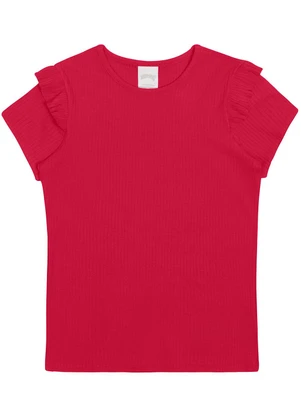 Alakazoo - Blusa Canelada com Babado Básica Vermelho - ALAKAZOO