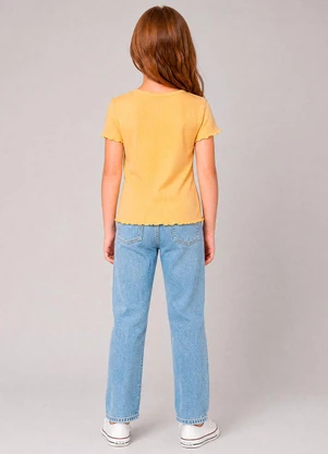 Marlan - Blusa Canelada com Bordado de Coração Amarelo - MARLAN