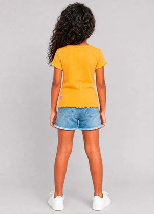Marlan - Blusa Canelada com Bordado de Coração Amarelo - MARLAN