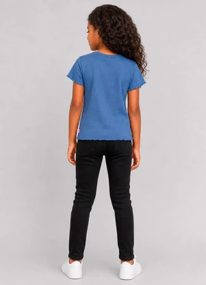 Marlan - Blusa Canelada com Bordado de Coração Azul - MARLAN