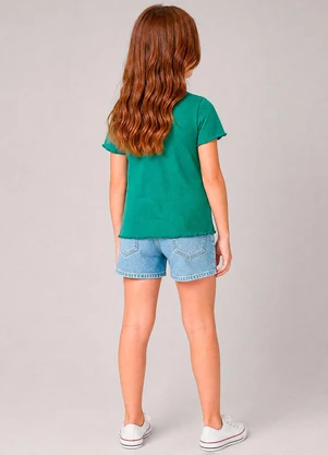 Marlan - Blusa Canelada com Bordado de Coração Verde - MARLAN