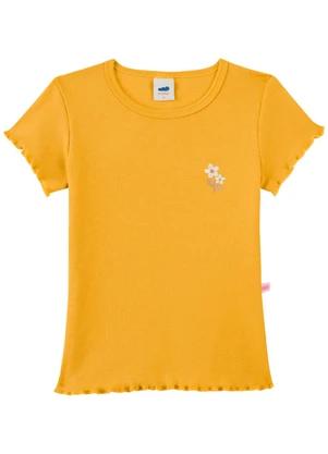 Marlan - Blusa Canelada com Bordado Floral Amarelo - MARLAN
