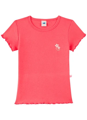 Marlan - Blusa Canelada com Bordado Floral Laranja - MARLAN