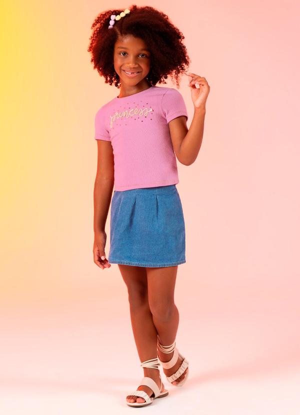 Cativa Kids - Blusa Canelada com Bordado Lilás 2