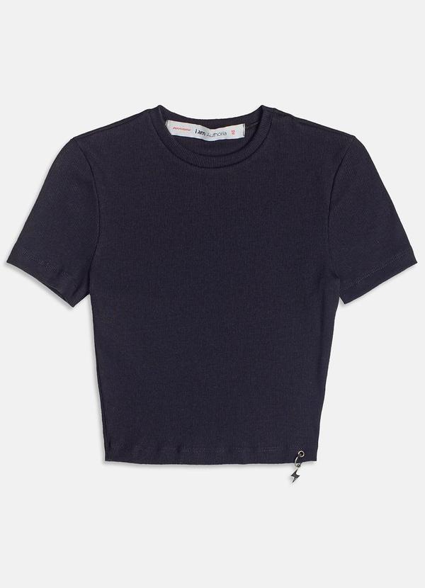 I Am - Blusa Canelada com Pingente Preto