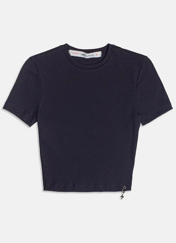 I Am - Blusa Canelada com Pingente Preto