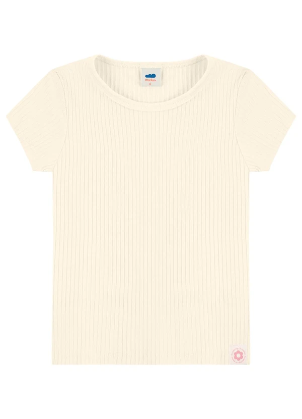 Marlan - Blusa Canelada Infantil Menina Manga Curta Bege