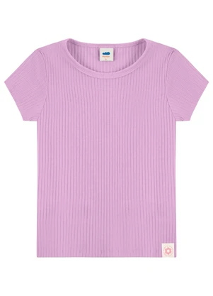 Marlan - Blusa Canelada Infantil Menina Manga Curta Roxo - MARLAN