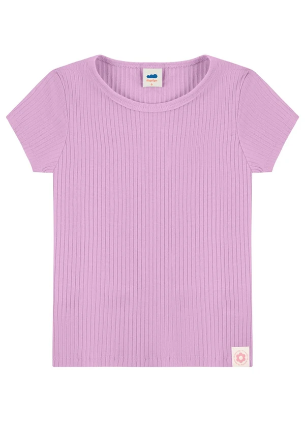 Marlan - Blusa Canelada Infantil Menina Manga Curta Roxo
