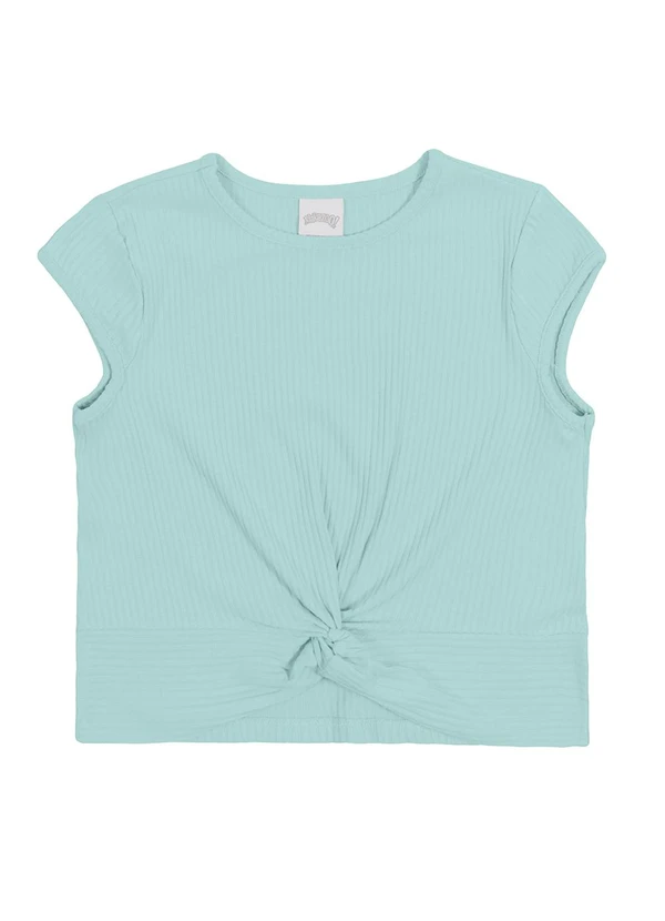 Alakazoo - Blusa Canelada Infantil Torção Frontal Verde 1