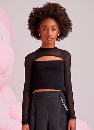 I Am - Blusa com Abertura na Frente Preto - I AM