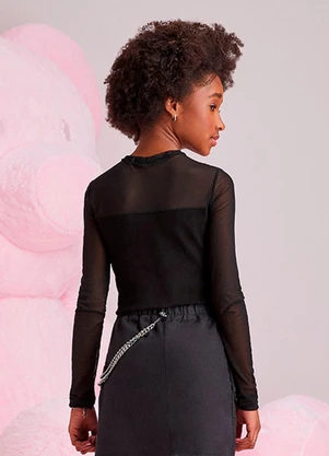I Am - Blusa com Abertura na Frente Preto - I AM