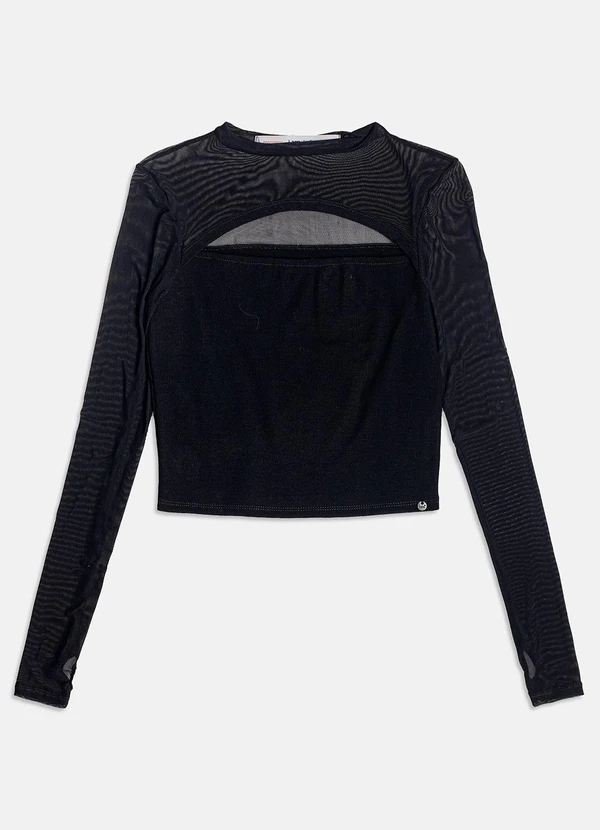 I Am - Blusa com Abertura na Frente Preto 3