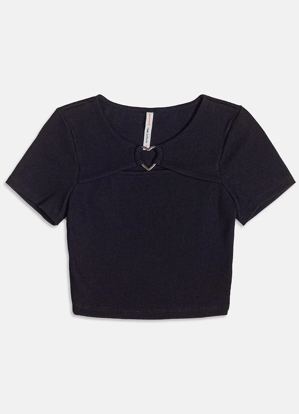 I Am - Blusa com Argola de Coração Preto