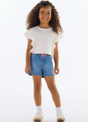 Quimby - Blusa com Babados Menina Bege - QUIMBY