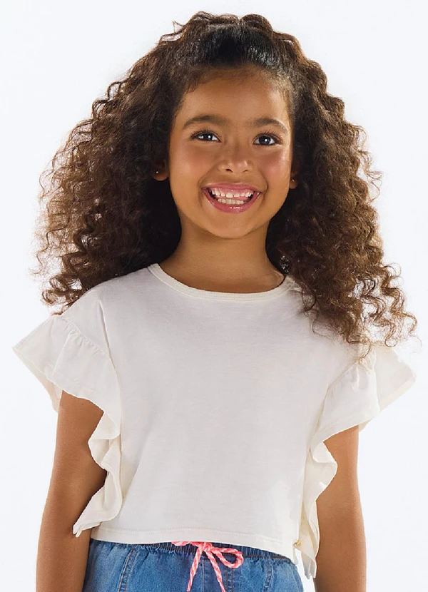 Quimby - Blusa com Babados Menina Bege