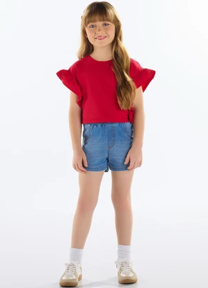 Quimby - Blusa com Babados Menina Vermelho - QUIMBY