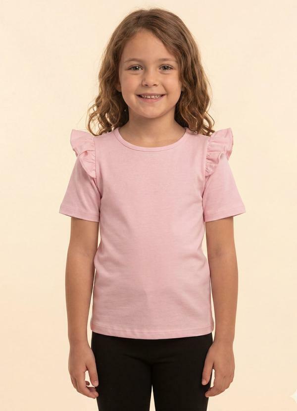 Amada - Blusa com Babados nas Mangas em Cotton Rosa