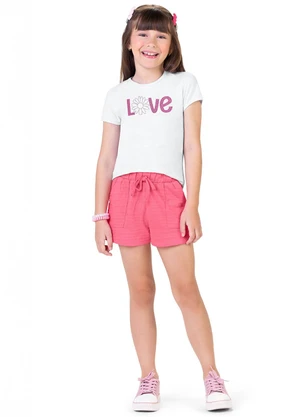 Outlet - Blusa com Estampa Love Menina Branco - OUTLET